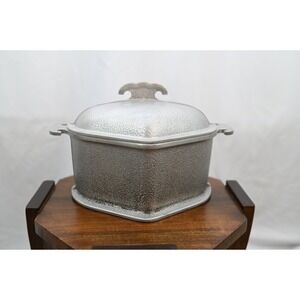 Vintage Guardian Service Hammered Aluminum Triangular Pot with Lid 11x5x7